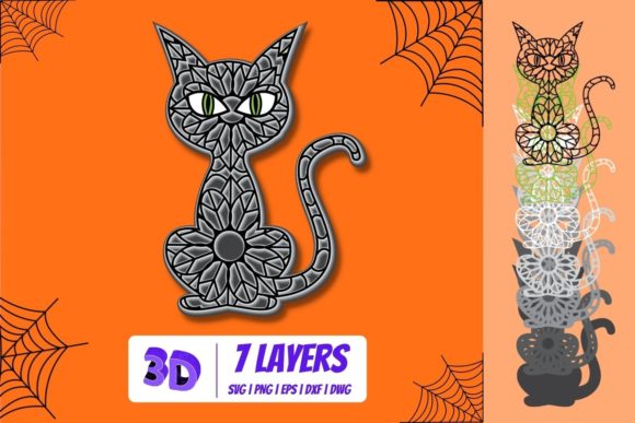 3D Black Cat SVG