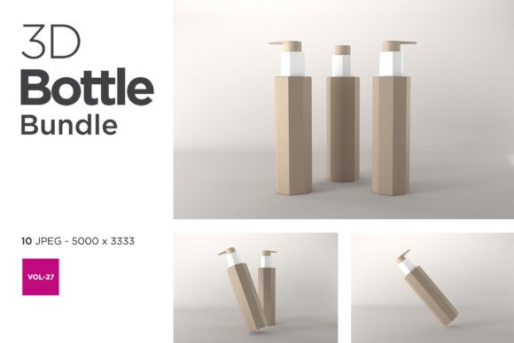 3D Bottle Mockup Bundle Vol-27