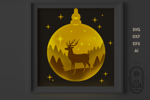 3D Christmas Tree Globe Shadow Box SVG