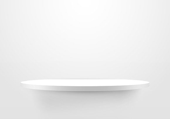 3D Empty White Shelf Clean Background