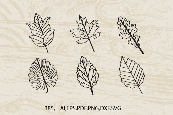 3d Line Art Autumn Leaves Bundle SVG Art