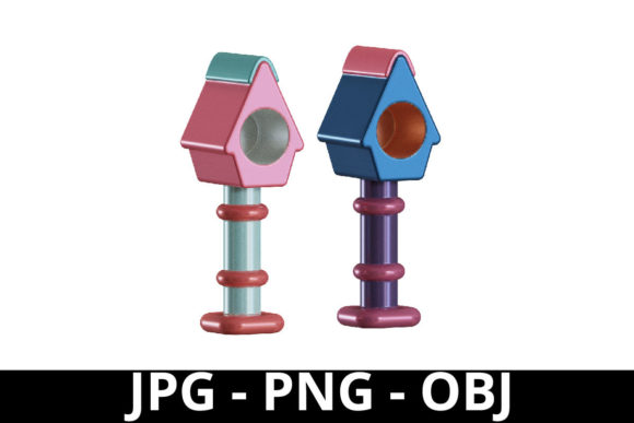 3d Rendering Pastel Color Bird House
