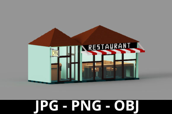 3d Rendering Restaurant Voxel Art