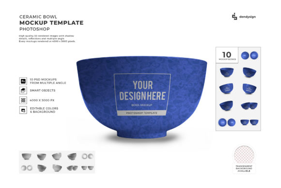 Ceramic Bowl 3D Mockup Template Bundle