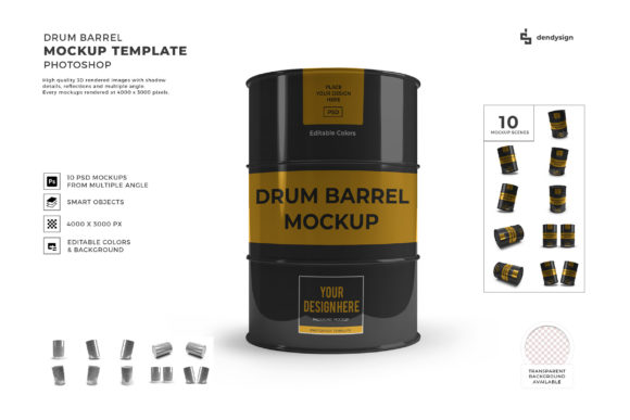 Drum Barrel 3D Mockup Template Bundle Review