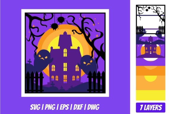 Halloween Shadowbox 4 3D Layered SVG