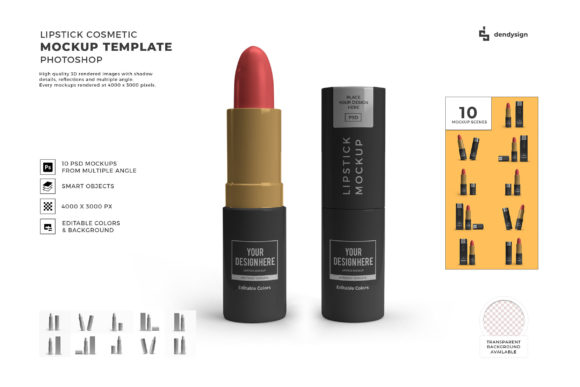 Lipstick Cosmetic 3D Mockup Bundle