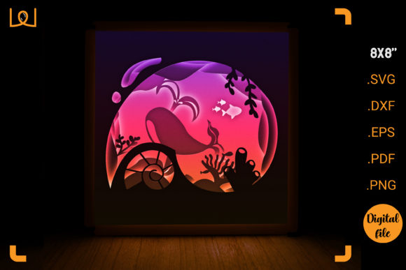 Ocean in a Shell 3D Papercut Lighbox