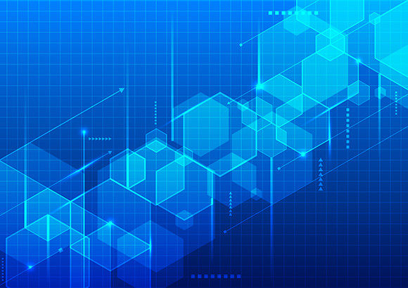 Technology Blue Geometric 3D Hexagons