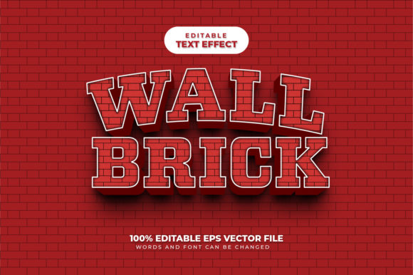 Wall Brick 3D Text Effect, Editable Text